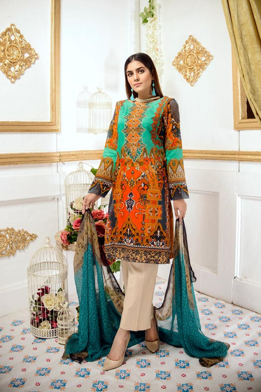 Cacao - Digital Printed and Embroidered Lawn