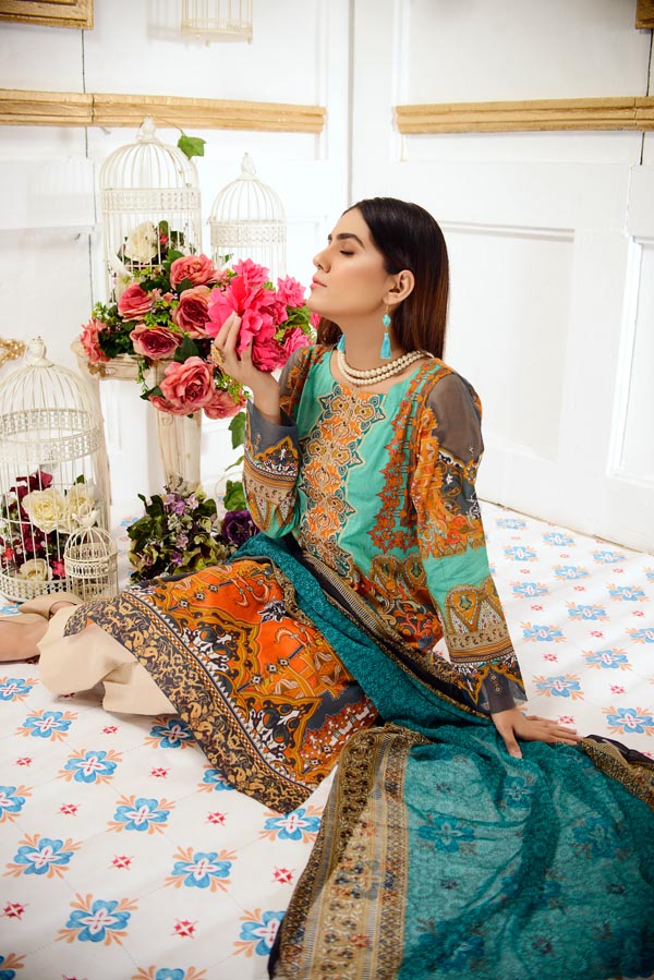 Cacao - Digital Printed and Embroidered Lawn