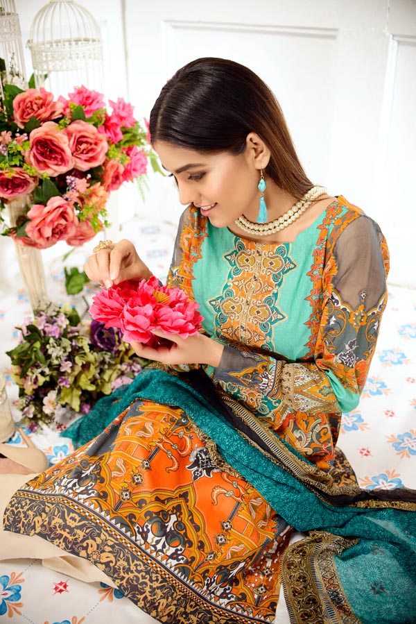 Cacao - Digital Printed and Embroidered Lawn