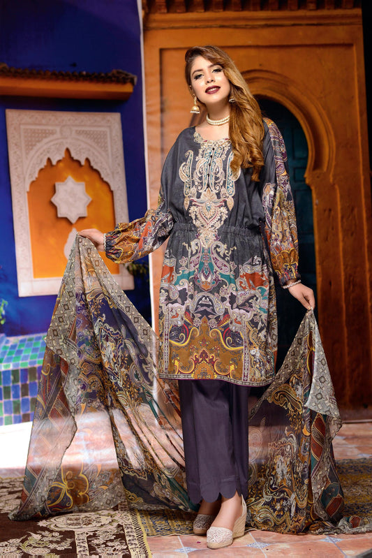 Rhosyn - Digital Printed and Embroidered Lawn 3PC