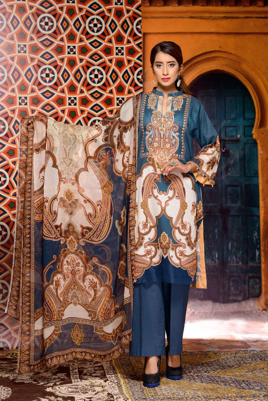 Ryuu - Digital Printed and Embroidered Lawn 3PC