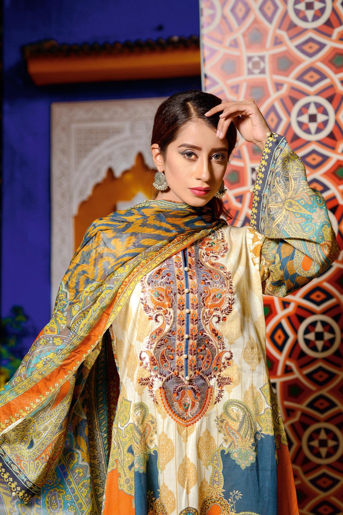 Feivel - Digital Printed and Embroidered Lawn 3PC