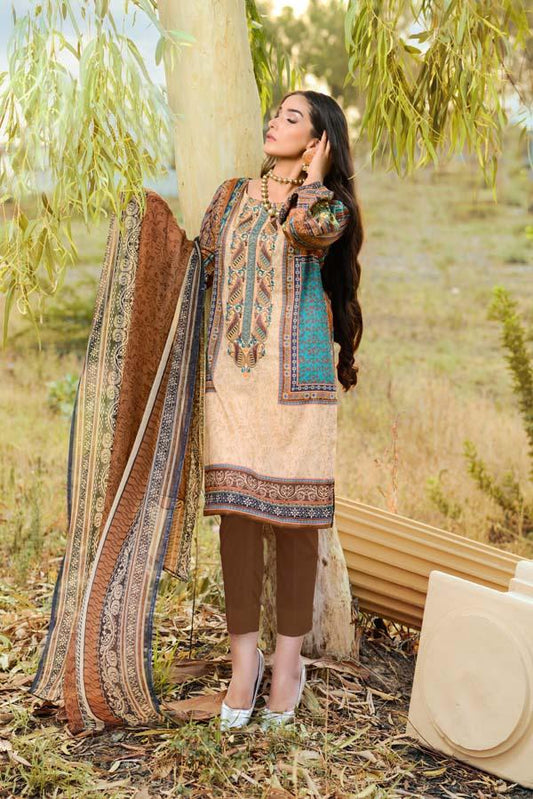 DARK KHAKI - DIGITAL EMBROIDERED LAWN
