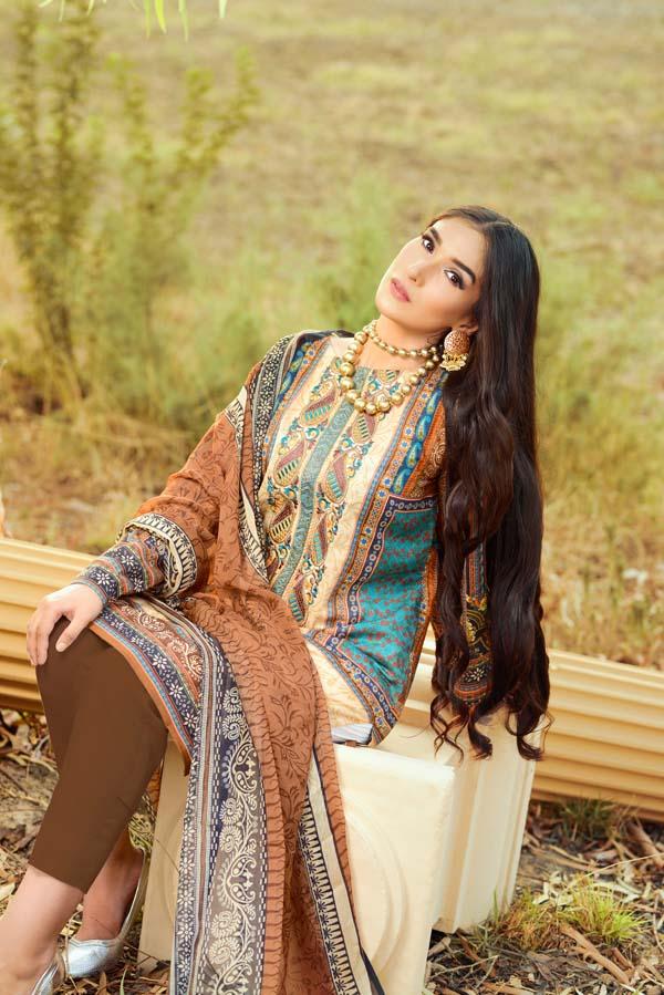 DARK KHAKI - DIGITAL EMBROIDERED LAWN