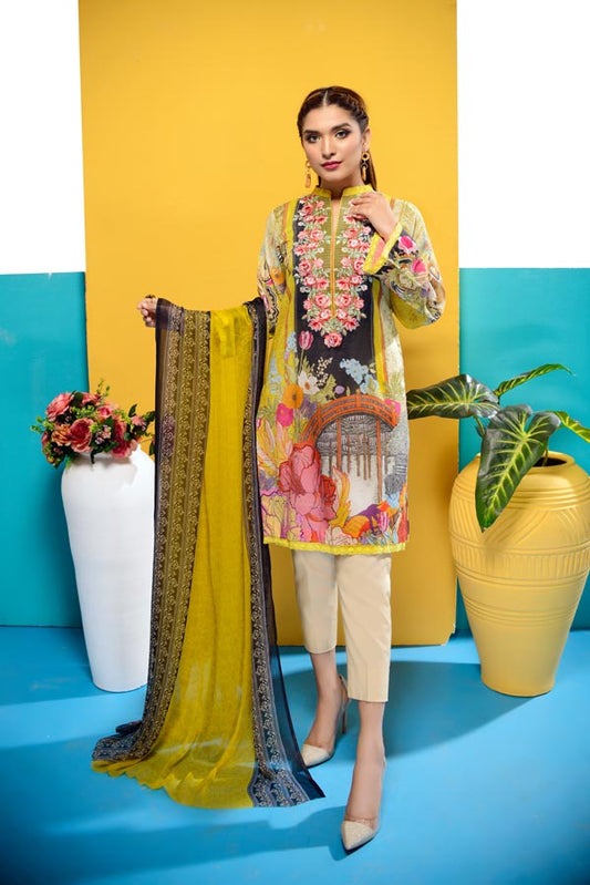 Celeste - Digital Printed and Embroidered Lawn