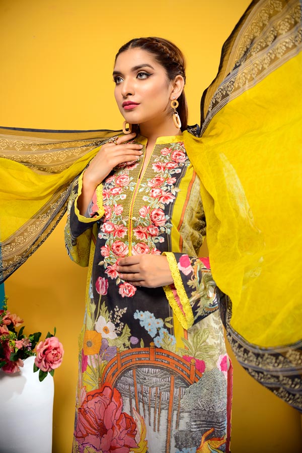 Celeste - Digital Printed and Embroidered Lawn