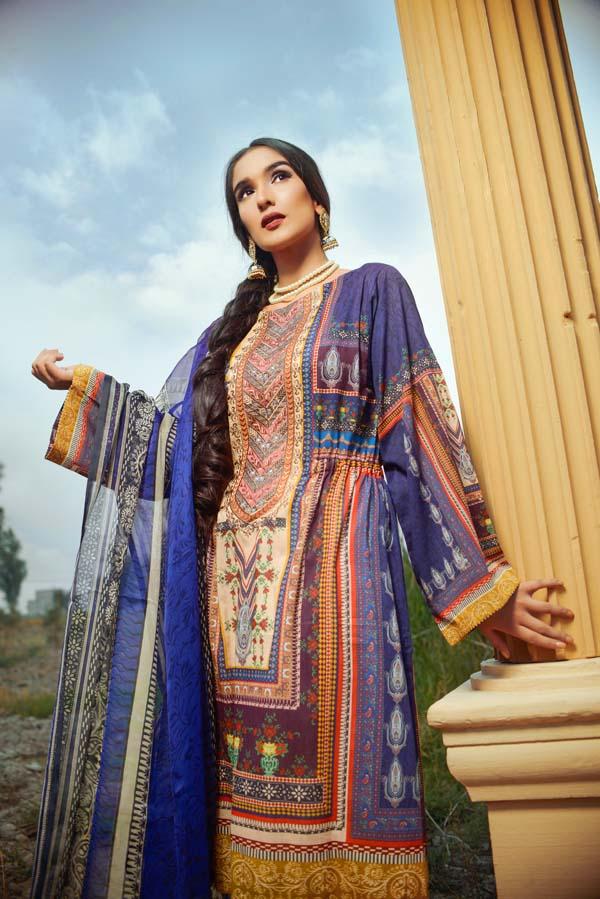 DARK NAVY - DIGITAL EMBROIDERED LAWN