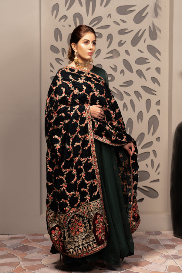 Cinder - Embroidered Velvet Shawl