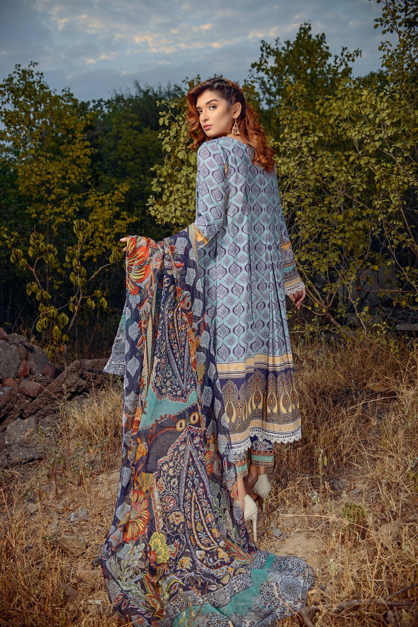 Elain - Digital Printed and Embroidered Lawn 3PC