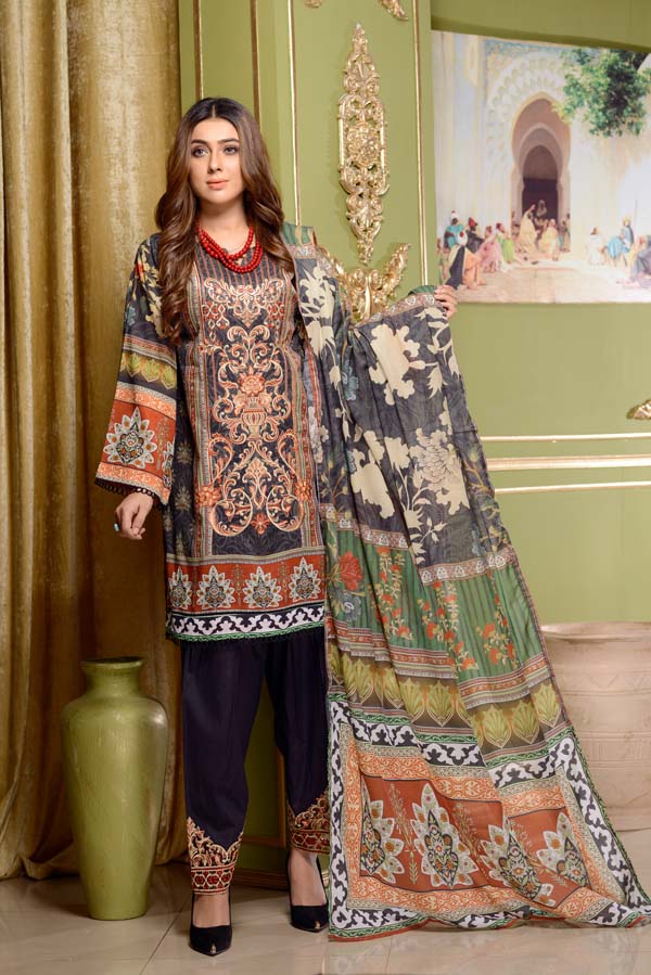 DIANELLA – DIGITAL EMBROIDERED LAWN 3 PIECE (UNSTITCH)