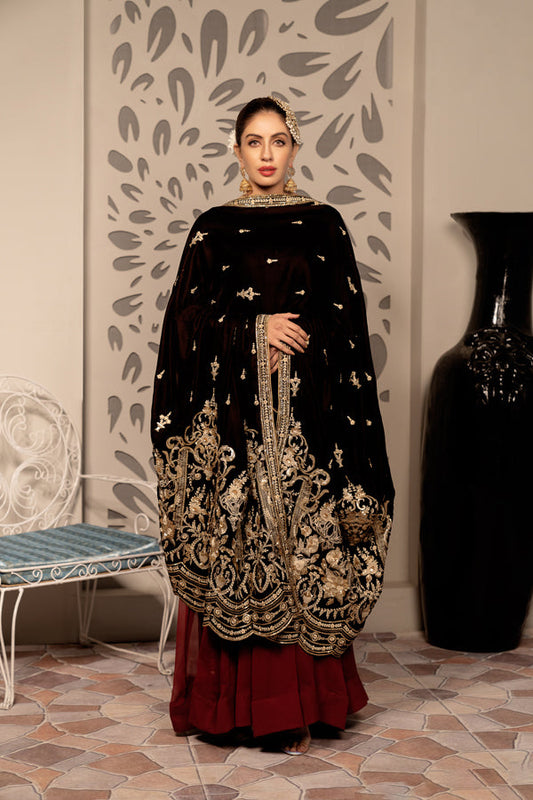 Calming - Embroidered Velvet Shawl