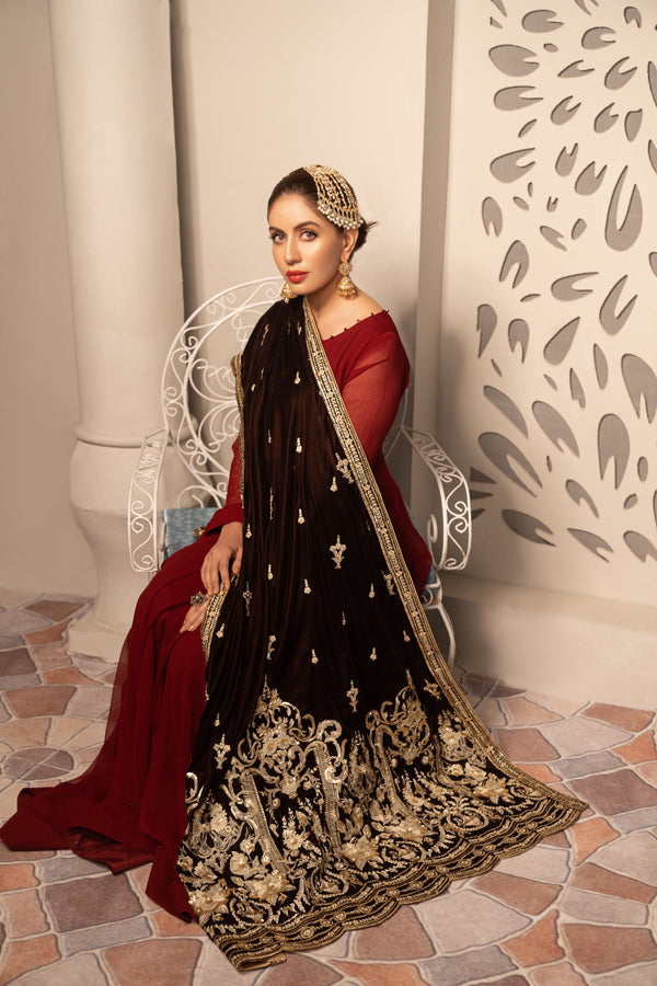 Calming - Embroidered Velvet Shawl