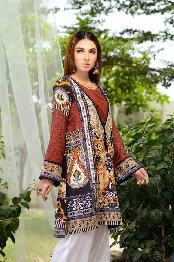 Burnt Umber - Digital Printed Unstitch Lawn Kurti