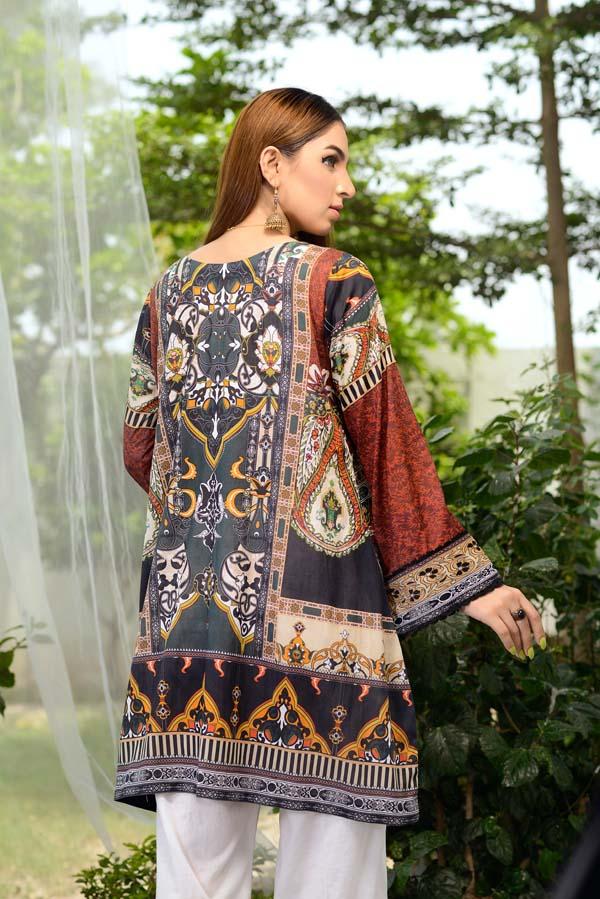 Burnt Umber - Digital Printed Unstitch Lawn Kurti