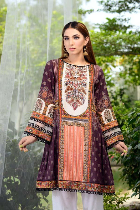 Cocoa Bean - Digital Printed Unstitch Lawn Kurti