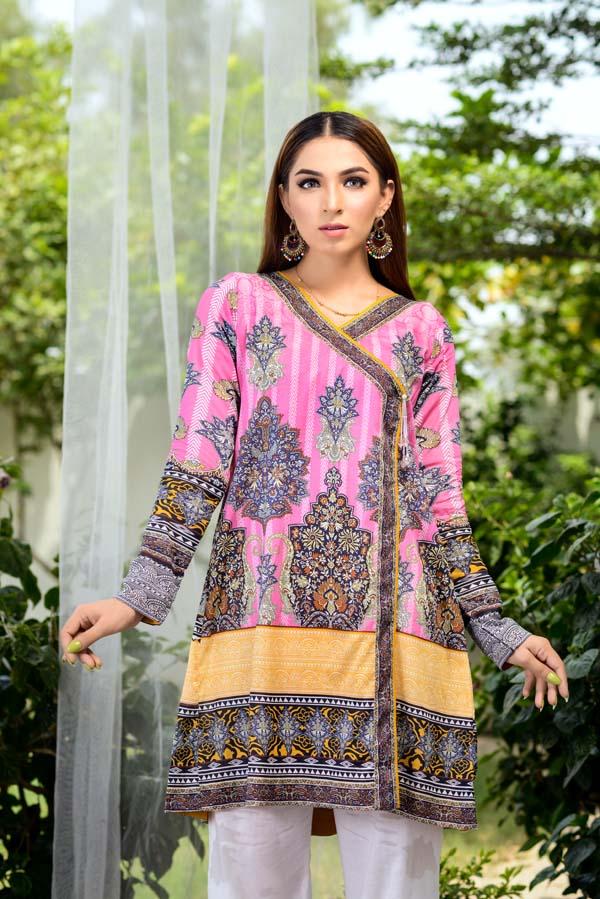 Carnation Pink - Digital Printed Unstitch Lawn Kurti