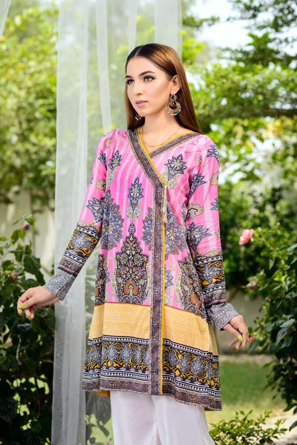 Carnation Pink - Digital Printed Unstitch Lawn Kurti