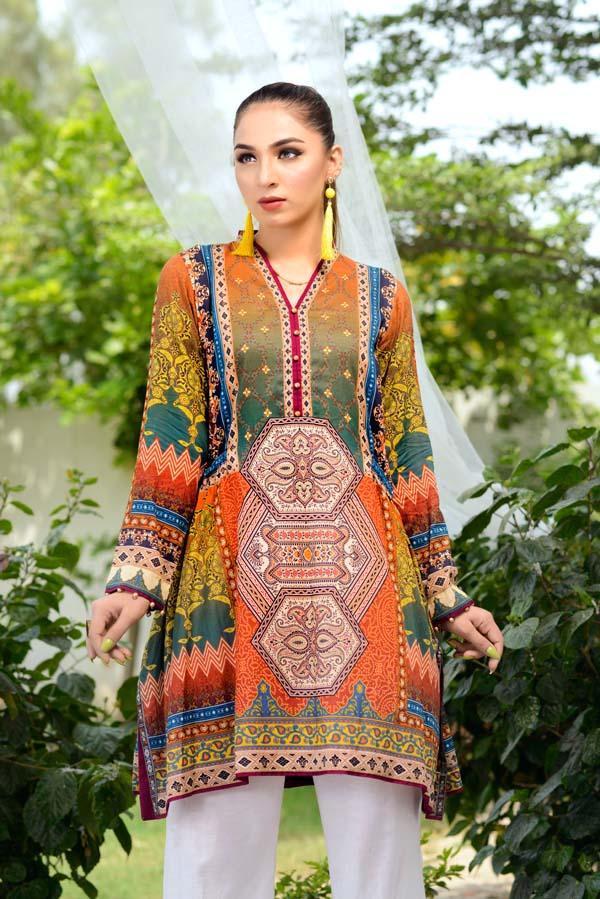 Burnt Sienna - Digital Printed Unstitch Lawn Kurti