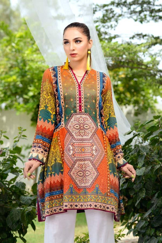 Burnt Sienna - Digital Printed Unstitch Lawn Kurti