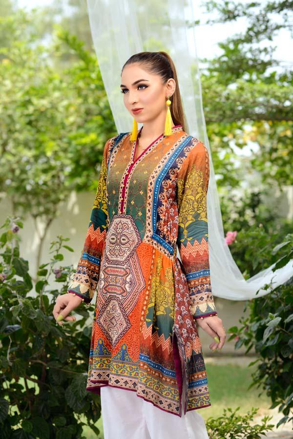 Burnt Sienna - Digital Printed Unstitch Lawn Kurti