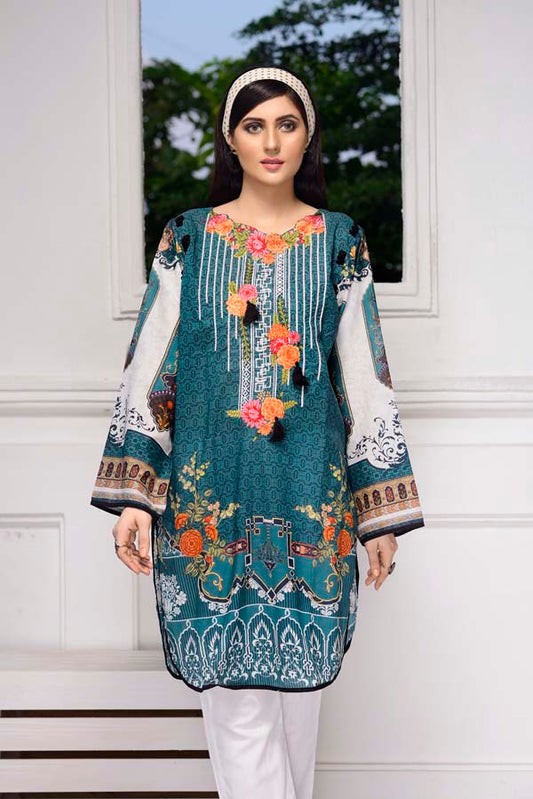 Blue Dianne - Digital Embroidered Stitched Lawn Kurti