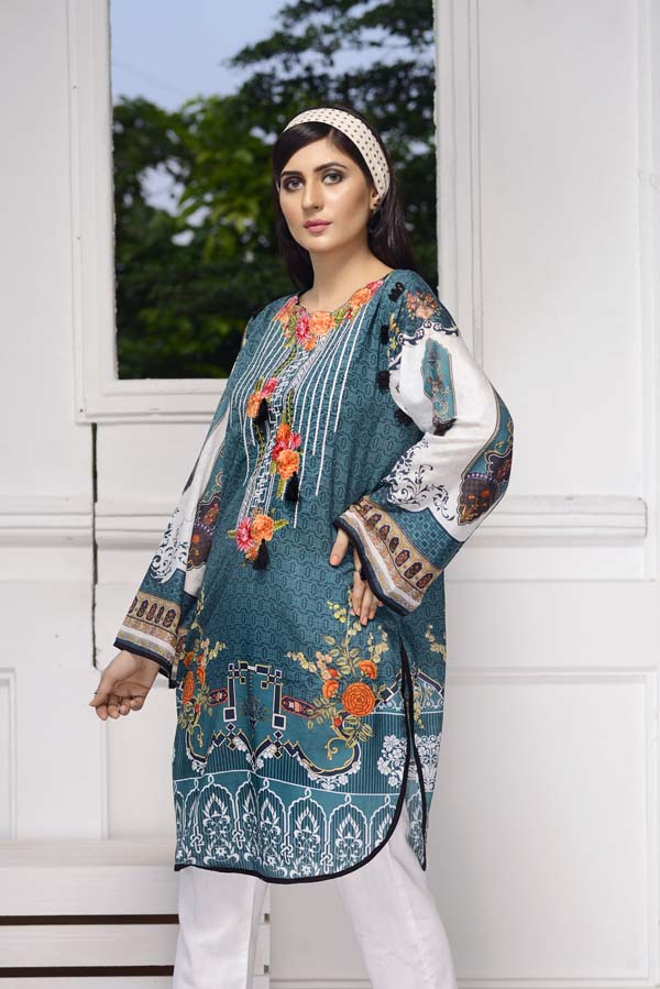 Blue Dianne - Digital Embroidered Stitched Lawn Kurti