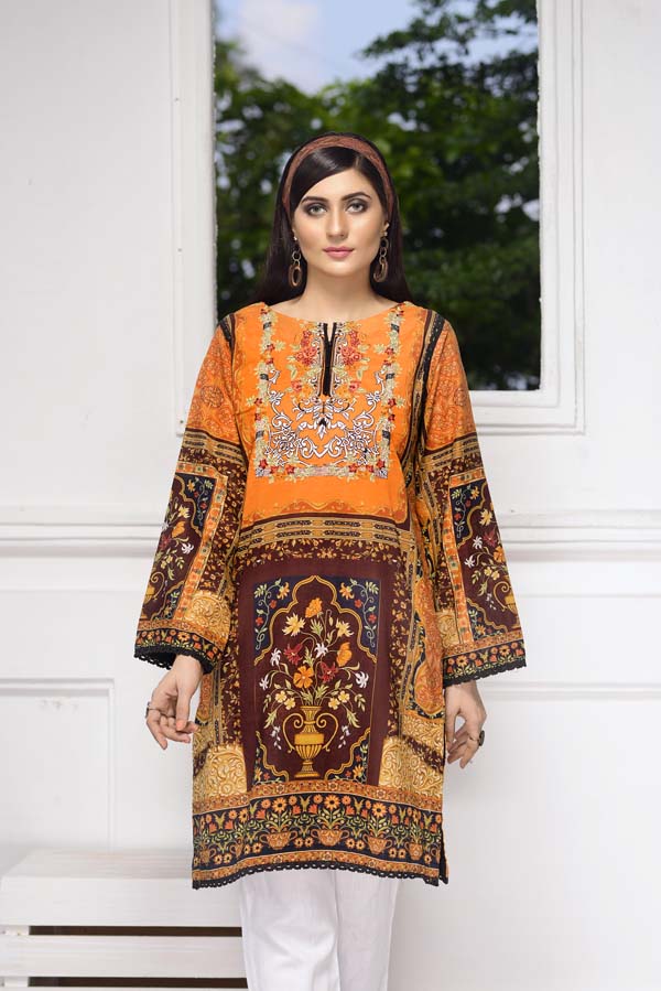 Bourbon - Digital Embroidered Stitched Lawn Kurti