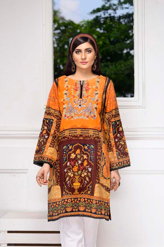 Bourbon - Digital Embroidered Stitched Lawn Kurti