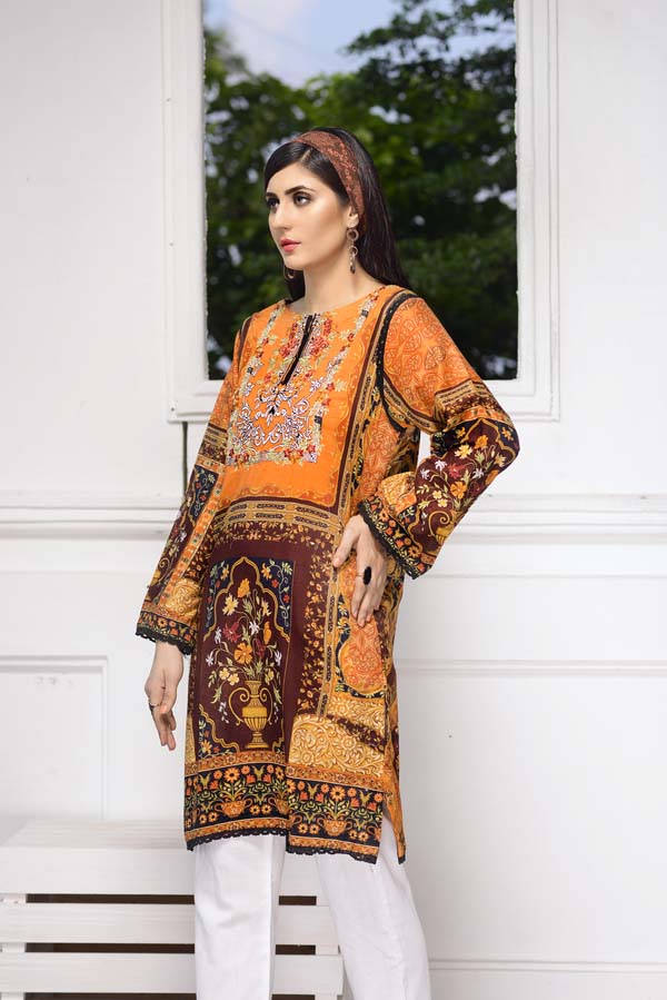 Bourbon - Digital Embroidered Stitched Lawn Kurti