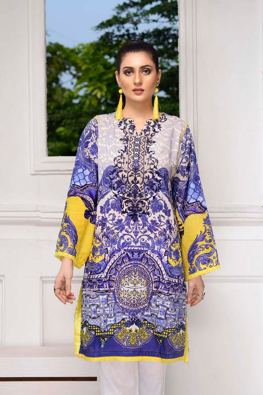 Cold Purple - Digital Embroidered Stitched Lawn Kurti