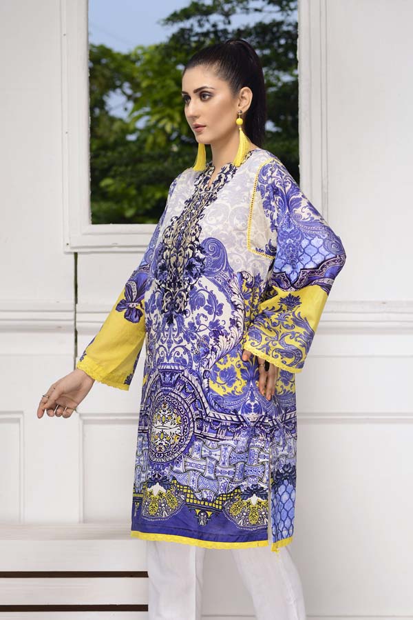 Cold Purple - Digital Embroidered Stitched Lawn Kurti