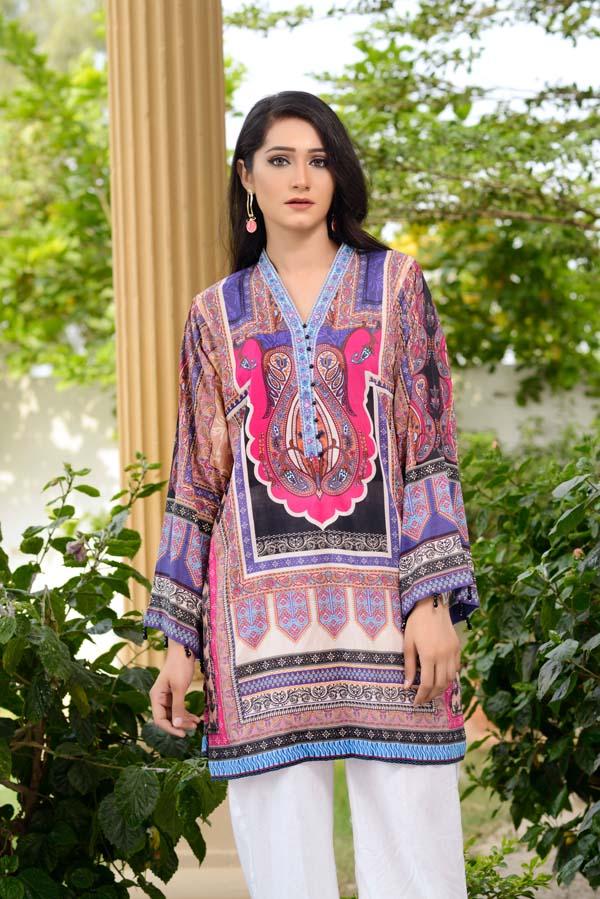 Blue Marguerite - Digital Printed Unstitch Lawn Kurti