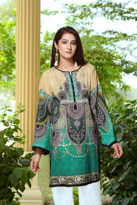 Elf Green - Digital Printed Unstitch Lawn Kurti