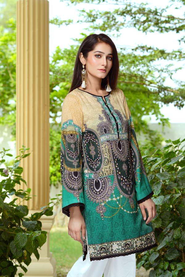 Elf Green - Digital Printed Unstitch Lawn Kurti