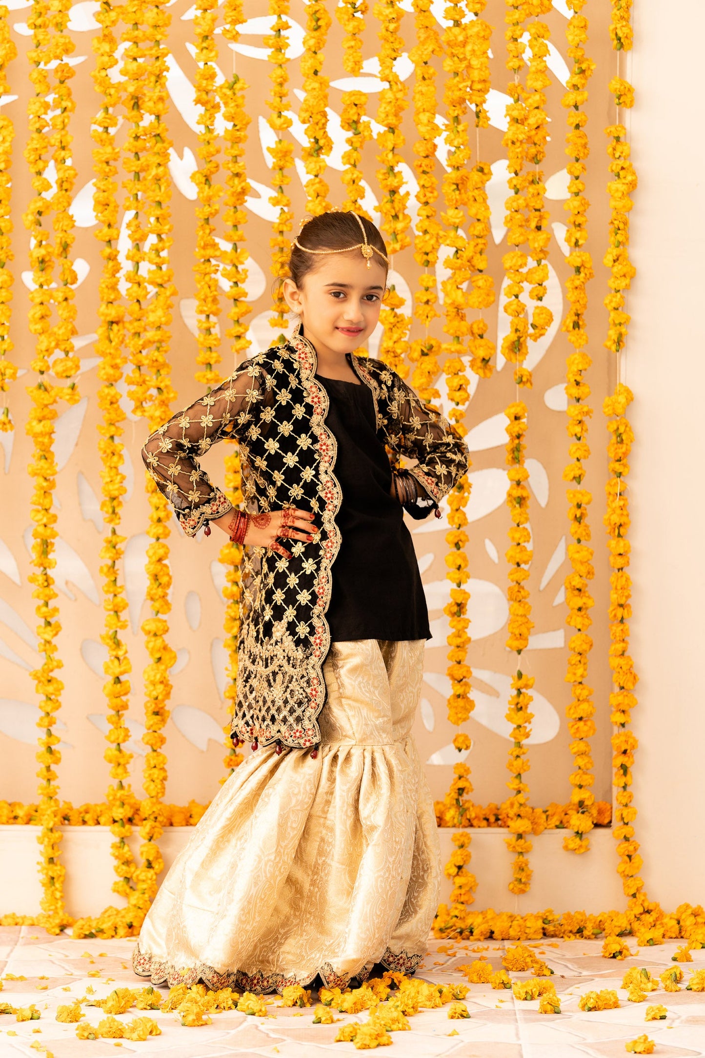 Black Embroidered Net Gown