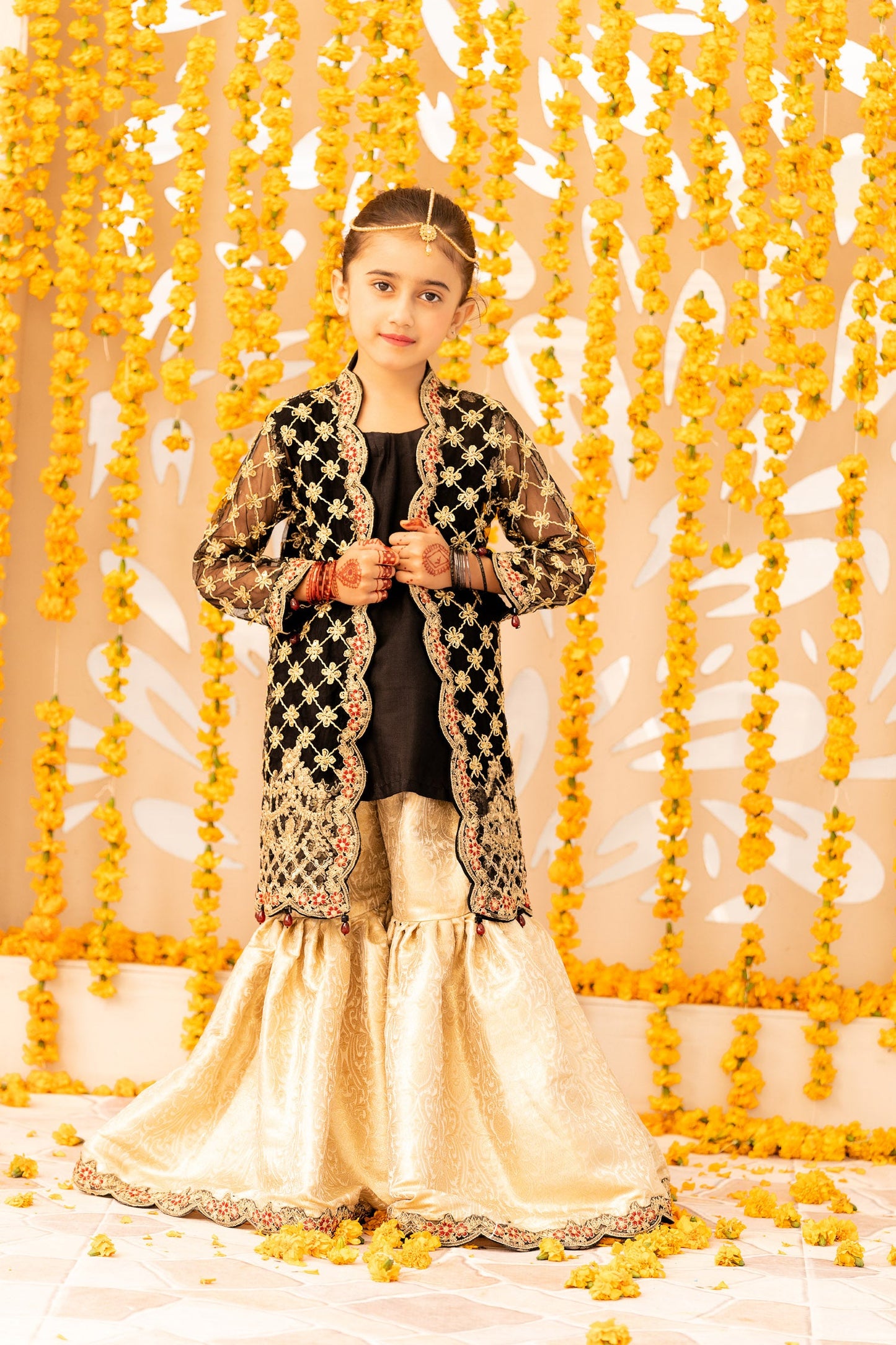 Black Embroidered Net Gown