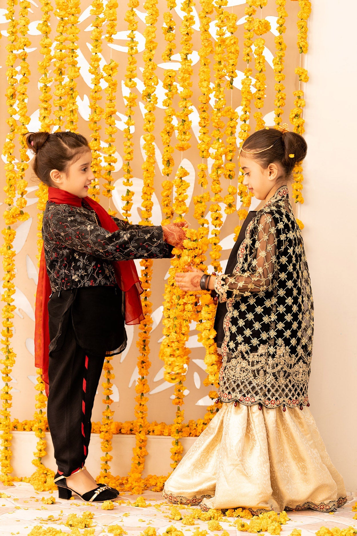 Black Hand Embellished Organza