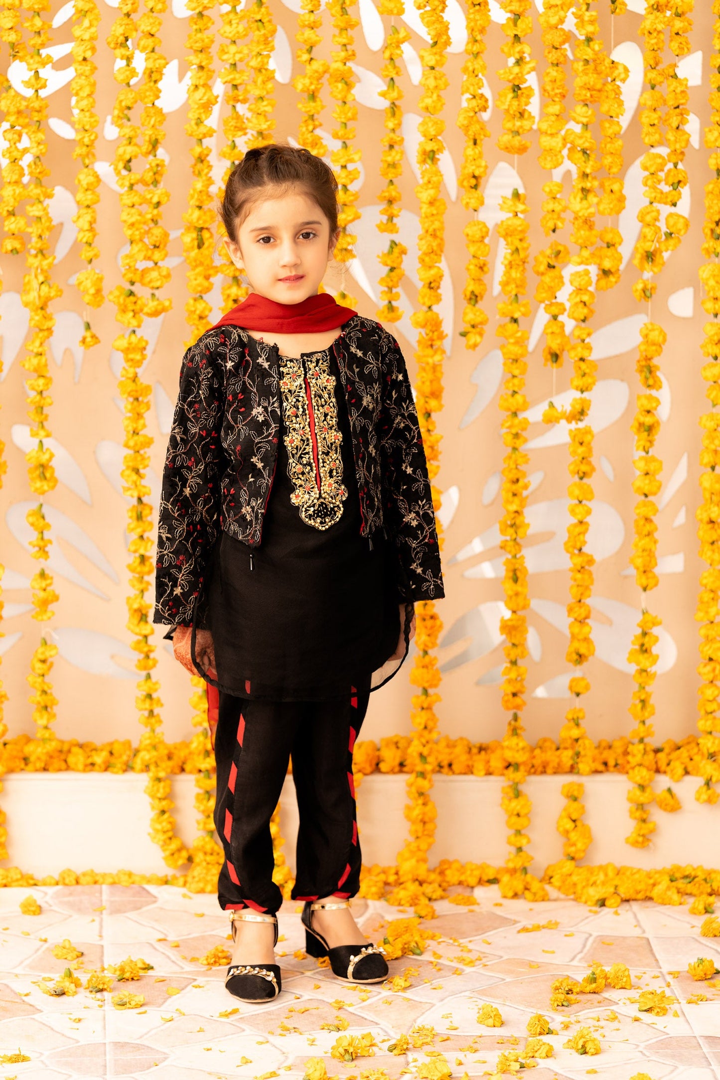 Black Hand Embellished Organza