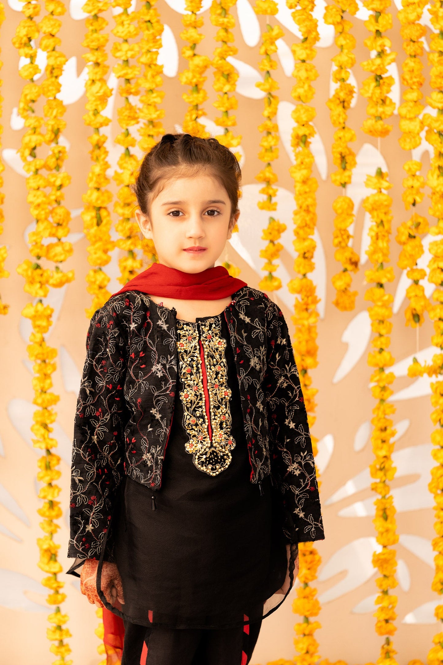 Black Hand Embellished Organza