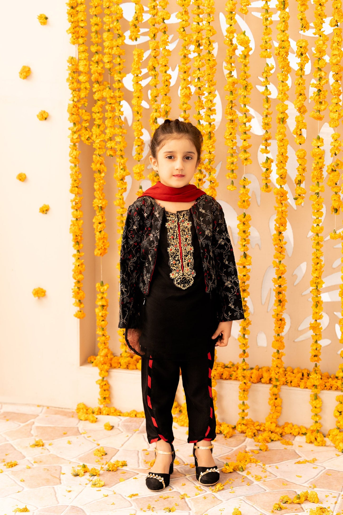 Black Hand Embellished Organza