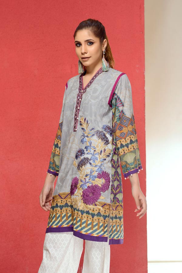 Caprel - Embroidered Lawn Stitch Shirt