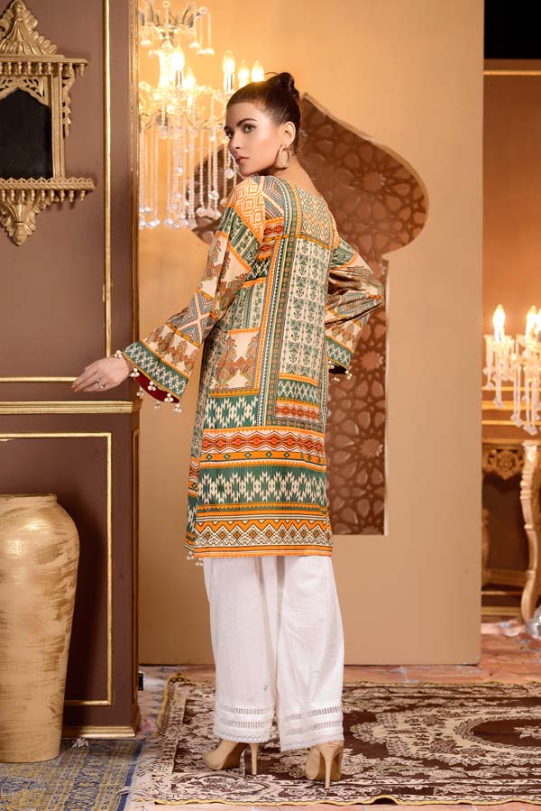 Colonial White - Digital Printed and Embroidered Mesuri Lawn Kurti