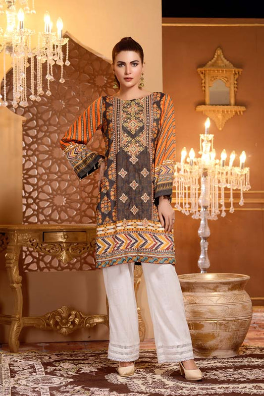 Brown Derby - Digital Printed and Embroidered Mesuri Lawn Kurti