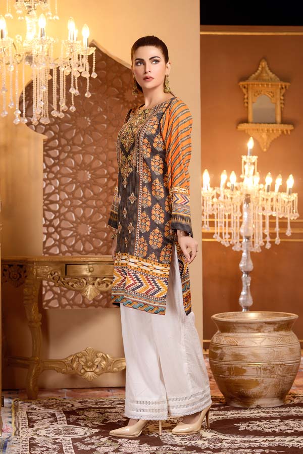 Brown Derby - Digital Printed and Embroidered Mesuri Lawn Kurti