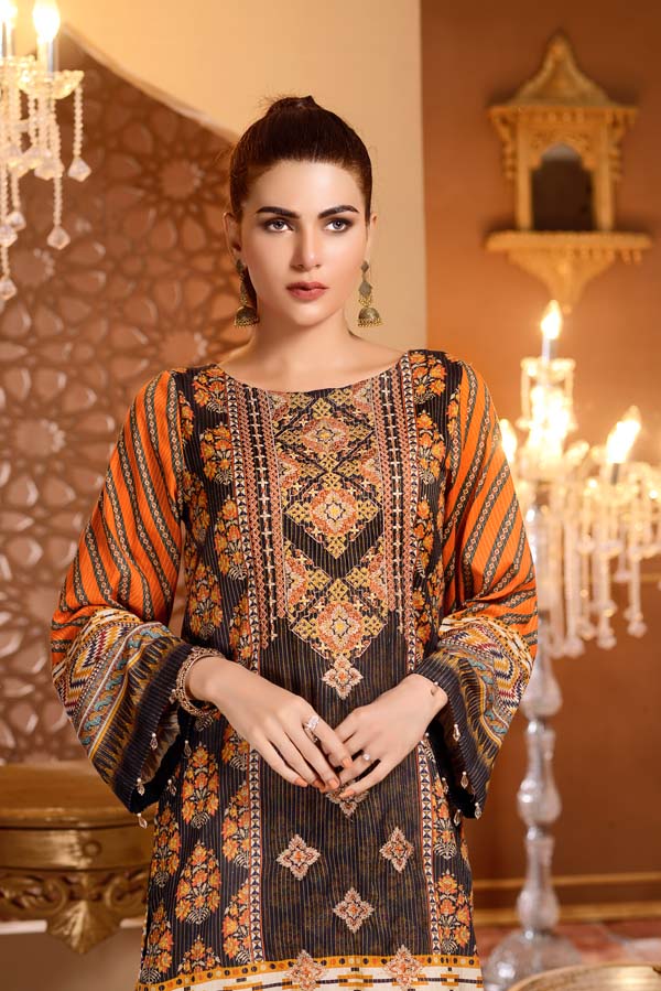 Brown Derby - Digital Printed and Embroidered Mesuri Lawn Kurti