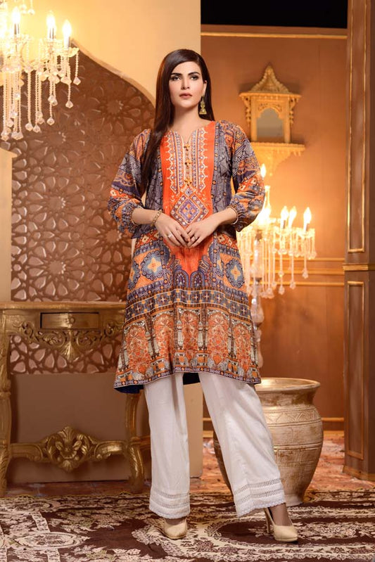 Crusta - Digital Printed and Embroidered Mesuri Lawn Kurti