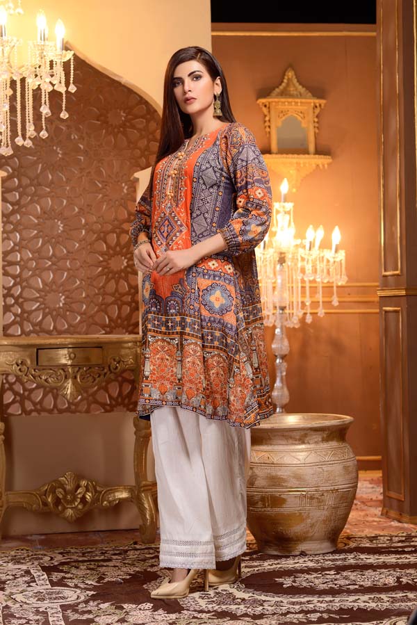 Crusta - Digital Printed and Embroidered Mesuri Lawn Kurti