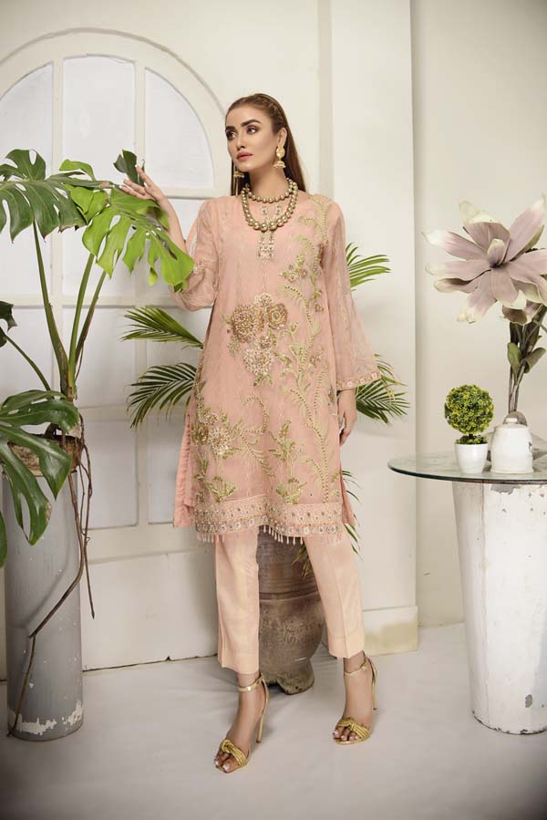 Eunry - Hand Embellished Embroidered Organza 2 Piece