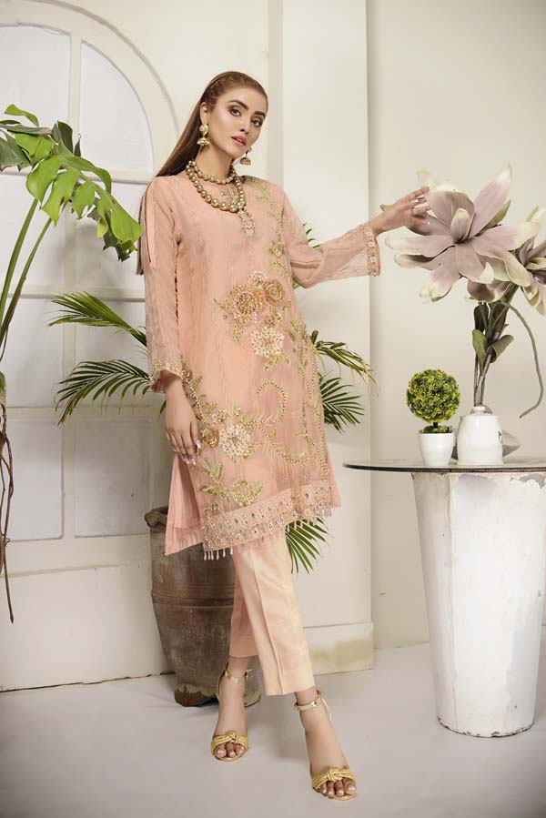 Eunry - Hand Embellished Embroidered Organza 2 Piece