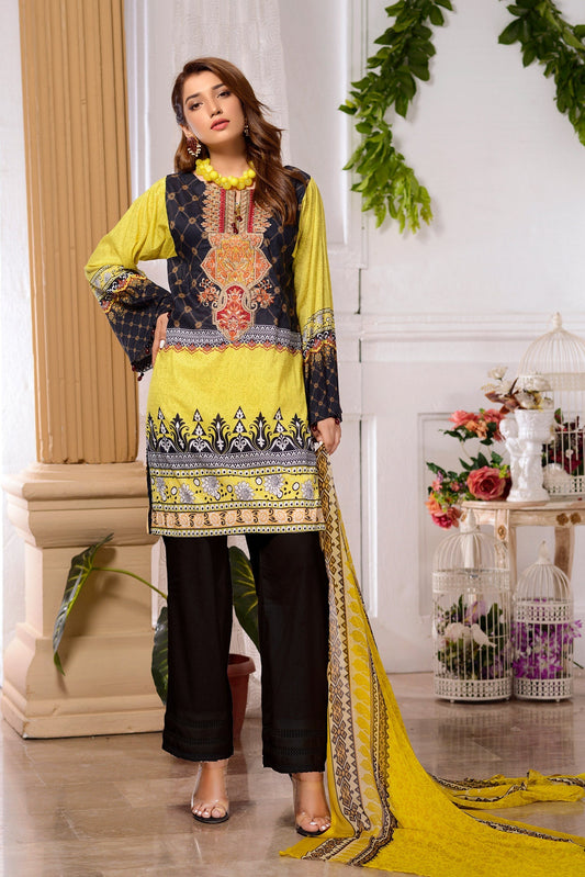 Rosa  - DIGITAL PRINTED & EMBROIDERED LAWN 3PC